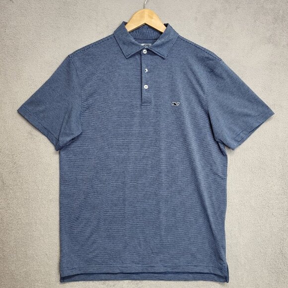 Vineyard Vines Shirt Mens Small Sankaty OTG On The Go Blue Striped Golf Polo - Picture 1 of 10